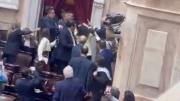 Video: Álvaro Martínez intervino en una pelea a las piñas de dos diputados libertarios