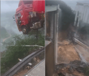 Colapsa puente en China: camión queda colgando al borde del abismo. (19:05)