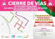 La Paz: Cierre de vías por actos protocolares en conmemoración de la Gesta Libertaria (11:05)