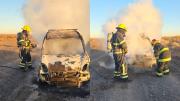 Dieron con una camioneta incinerada cerca de la Ruta 67 e investigan si fue robada