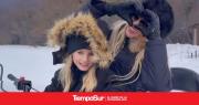Luciana Salazar y Flavio Mendoza vivieron una jornada familiar en la nieve fueguina