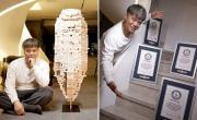 Récord Guinness: el “arquitecto de cartas”, un capo jugando al Jenga