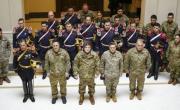 Milei, con traje militar y junto a Petri, en el homenaje a San Martín