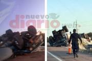 Por el reventón de un neumático, camión cargado con algodón volcó en la Ruta 34