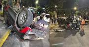 Accidente deja dos heridos tras vuelco de campana en choque vehicular