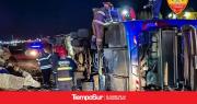 Volcó en Caleta Olivia un colectivo que salió de Río Gallegos