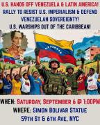 Convocatoria en Nueva York:¡EEUU no a la intervención en Venezuela ni en Latinoamerica! Sábado 6 de septiembre a la 1pm