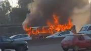 Se incendió un micro escolar en la Panamericana