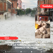 Techos caídos y calles anegadas por la torrencial lluvia con granizo en Tarija
