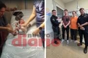 Video: policías y personal médico salvan a bebé de morir ahogado