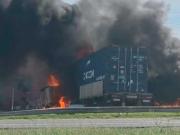 Tragedia en la Ruta 9: dos camiones chocaron e incendiaron un vehículo