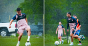 Gimnasia finalizó la semana con una práctica de fútbol bajo la lluvia