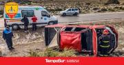 Despiste y vuelco de una camioneta en la Ruta 43