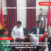 Alcalde entrega indumentaria deportiva al atleta Josué Nieves que participará en el Sudamericano U-20