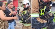 Un gatito fue rescatado en medio del incendio de una vivienda; tenía quemaduras y afectaciones por el humo