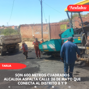 Alcaldía asfalta calle 26 de mayo que conecta al Distrito 8 y 9