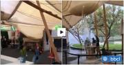 Lluvia provocó colapso de carpa en exclusiva feria en Parque Bicentenario de Vitacura