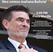 Paz convoca a concentración desde las 15:00 en plaza Murillo tras su posesión