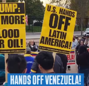 (VIDEOS) Venezuela saluda manifestación contra la guerra frente a la Casa Blanca
