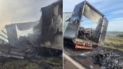 El incendio de un camión en la Ruta 7 causó alarma y estiman que se quemaron 83 motos 0Km