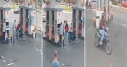 Video: en La Plata, un ladrón se hizo pasar por cliente en una estación de servicio y asaltó a dos playeros