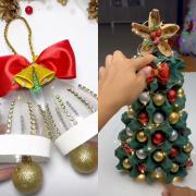 Manualidades navideñas con materiales reciclados: Árbol de carton de huevo y campanas hechas de botellas de plástico