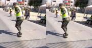 Video: Un policía demuestra su habilidad al subirse a una patineta