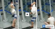 Ladrón quedó atrapado en puerta giratoria tras intentar robar en banco de Brasil