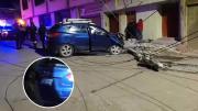 Conductor ebrio huye tras chocar contra poste en Puno