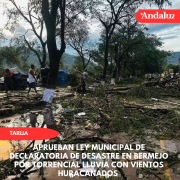 Aprueban Ley municipal de Declaratoria de Desastre en Bermejo por torrencial lluvia con vientos huracanados