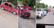 Video: un violento accidente de tránsito en La Plata dejó a un hombre y un nene de 7 años heridos