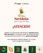 Por lluvia, la inauguración de la “Villa Navideña 2025” se traslada al sábado 13