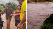 Quebrada Espejos se desbordó en El Torno, hay desaparecidos y gente asustada cubierta de lodo
