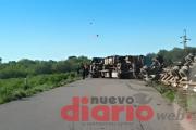 Campo Gallo: en plena ruta volcó un camión y su conductor se salvó de milagro (VIDEO)