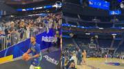 Stephen Curry vuelve a romper las redes sociales con un tiro viral desde el túnel en el Chase Center