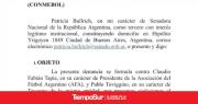 Bullrich denunció a “Chiqui Tapia y Toviggino ante la CONMEBOL