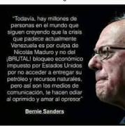Bernie Sanders: Trump utiliza agresión a Venezuela para desviar atención de crisis en EE.UU.