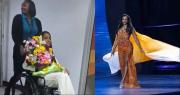 Miss Jamaica reaparece en silla de ruedas tras su caída en Miss Universo