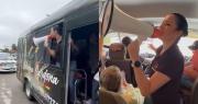 Video: La cantante Eleonora Cardona ofreció transporte gratis a la población cruceña durante el paro de micros