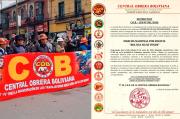 COB convoca a marcha haciaLa Paz “Bolivia no se vende”