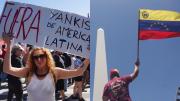 Venezolanos celebran en el Obelisco y la Izquierda protesta frente a la embajada de EE.UU.