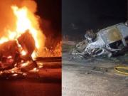 Otra tragedia en una ruta de Entre Ríos: cuatro muertos y una chica grave en un auto que volcó y se prendió fuego