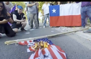 Protesta frente a la Embajada de Estados Unidos en Chile contra la agresión imperialista en Venezuela