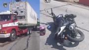 Joven cayó de la moto en la rambla portuaria y un camión no pudo evitar atropellarla: sufrió herida grave