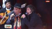 Javier Milei asistió al Festival de Doma y Folklore y cantó junto al Chaqueño Palavecino