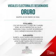 Cámara de Diputados designa vocales electorales para Oruro