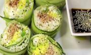 Receta fresca y deliciosa para el verano: rolls de pepino, atún, palta y queso crema, en forma de sushi