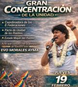Chimoré: Confirman la presencia de Evo en la “Gran Concentración de la Unidad”