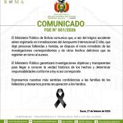 Fiscalía inicia investigación por accidente aéreo en inmediaciones del Aeropuerto de El Alto