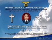 Accidente de avión: Velan los restos del suboficial Jaime Luis Morales en Cochabamba